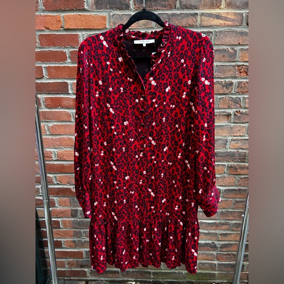 Robe rouge Gérard Darrel imprimée fleurs - Picture 1 of 2